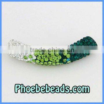 Tube Curved Beads Trendy Shamballa Bracelets Findings Spacer Connector Charms Pave Crystal Many Designs/Colors CTB-015