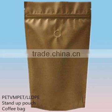 standing up pouch packaging coffee bag with valve