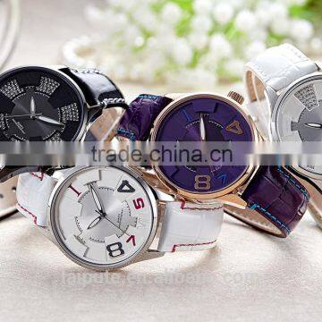 2016 Montre Suisse Korea Design Leather Band Stainless Steel Lady Purple Watch Quartz Movt Uhren 3ATM photo-6