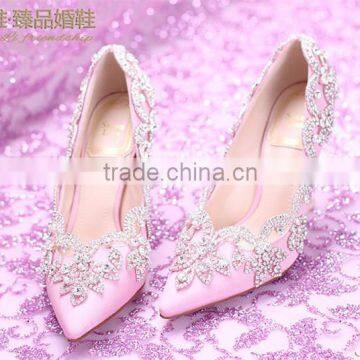 OW22 Beautiful Diamond Crystal Decor Evening High-heeled Party Wear Dress Shoes for Women photo-4