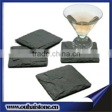 Natural black slate cup mat slate coasters with logo