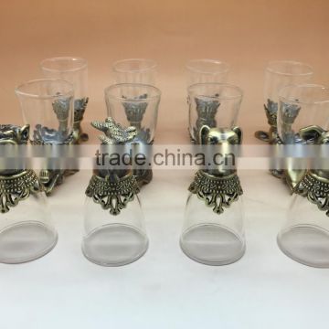 High Quality Twelve Animals Zodiac Wine Glass &Bronze-plated Cup Sets