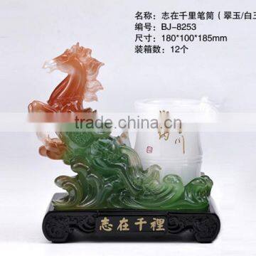 customed horse pen holder/imitation jade crafts