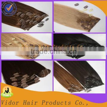 Remy clip in hair extension/top quality full head clip in hair Extensions