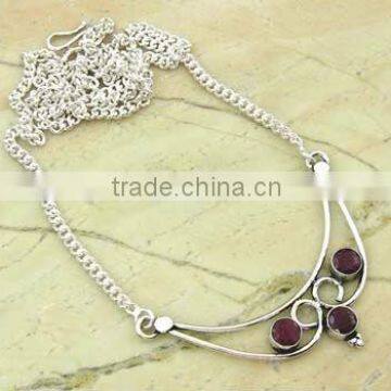 Genuine Ruby & .925 Sterling Silver Necklace Jewelry Wholesale Jewellery