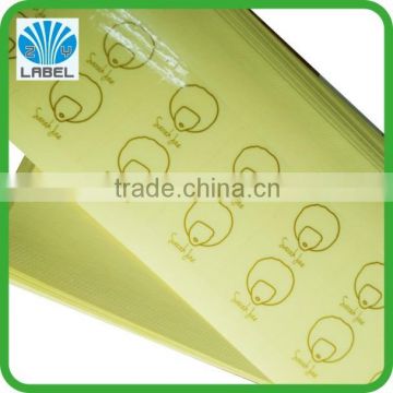 Transparent PET Printing Self Adhesive Sticker in Sheets Gold Printing