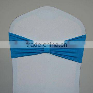 Turquoise shiny spandex chair band/sash with bow for weddings