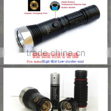 Rechargeable Battery Power Supply and led torch 800lumens led flashlight