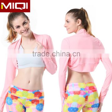 (Factory) Wholesale 2016 Fashionable Design Fitness Yoga Wear Tops Sexy Women Body Fit Surcoat