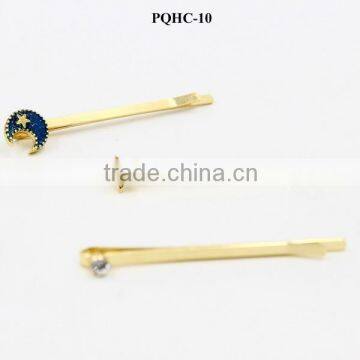 Newest design stylish gold enamel star and moon metal hairpin sets