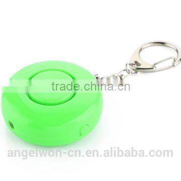 130db round shape personal attack alarm self defense alarm with spotlight and keychain