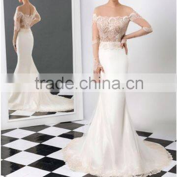 (MY0274) MARRY YOU Long Sleeve Sexy See Through Corset Lace Bodice Mermaid Wedding Dress 2015