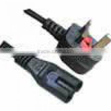 U.K. BSI Power Cord with IEC Connector C7 with 2 conductor cable