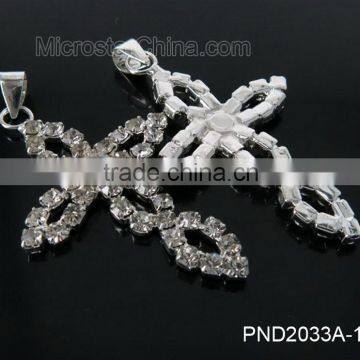 2015 Cheaper White Color Rhinestone Diamond Design Custom Cross Pendant photo-2