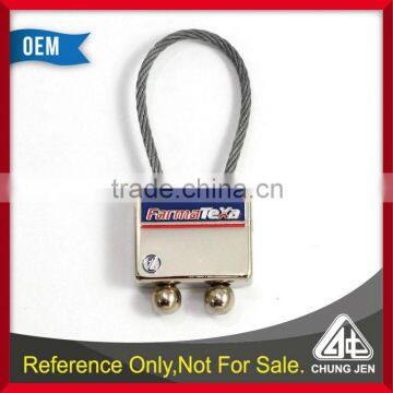 Promotion gift metal cable lock zamac engraved logo keychain