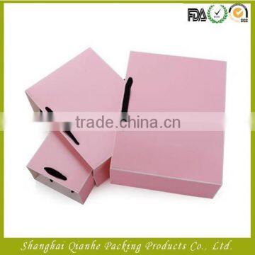 pink color elegant shopping bag with logo printing