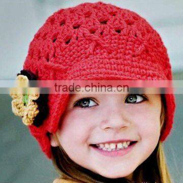 babys' Caps crochet hat with flower baby crochet hats infant beanie Kid knitted Cap