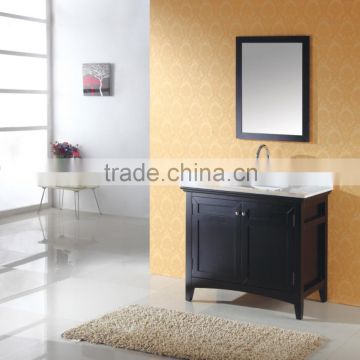 White Natural Stone Counter Top Solid Wooden Cabinet