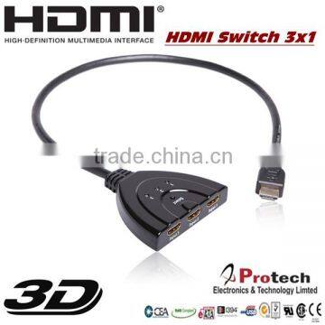 HD 3 port hdmi switch switcher 3D 1080p in 3D 1080P out PET0301D