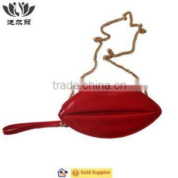 Red lips PU leather shoulder bag