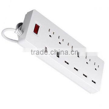 Multi Function Travel Power Adapter Socket White US Plug 6 Way Gang Socket Power Strip 6-Port USB Charger With Switch photo-2