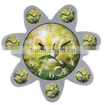 flower shape photo frame wall clock