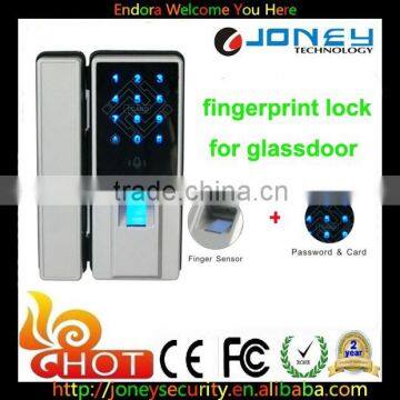 Home fingerprint + Smart Card Door lock for glassdoor(12mm W/O handle)