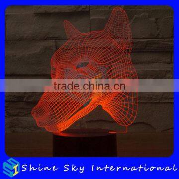 Creative Vision 3D Dog Head Shaped LED 7 Colors Flashing Touch Control Acrylic Night Light photo-2