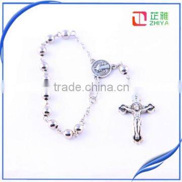 Jerusalem Round Silver Bead Catholic Rosary photo-3