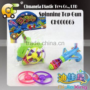 Plastic Flying Saucer Gun, Spinning top gun , classic toys for kids