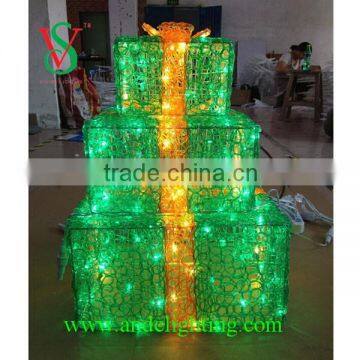 Top quality factory direct selling gift box shape christmas decoration LED motif lighting