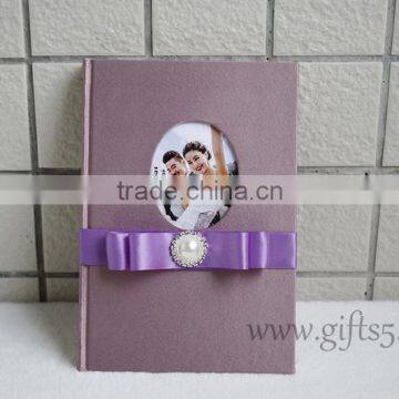 Handmade Luxury Silk Covor Wedding Guest Book with your own photo
