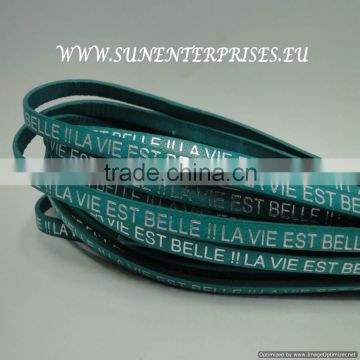 Flat Nappa Leather cords Leather with names la vie est belle silver turquoise