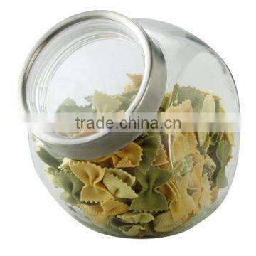 SINOGLASS 1 pc ball shape glass canister with see through window lid canister Jar