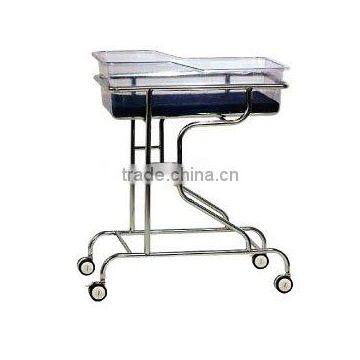 XHB-35 Stainless steel hospital baby crib with 4 wheels