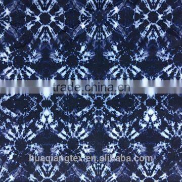 Blue Flower Print 4 Way Stretch Fabric for Beach Short Swimwear photo-3