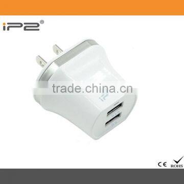 IP2 New Arrived Product 5V/2.1A High Quality Travel Charger Dual Micro USB Wall Charger ( US Plug) IP102