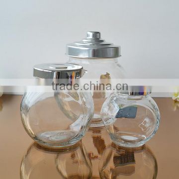 Candy storage glass jar with metal lid for christmas glass bottle wholesale