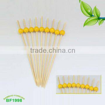 high quality bamboo picks with big ball,asorted color