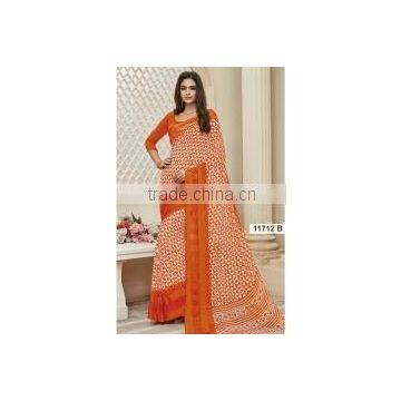 Absolute Off White Georgette Designer Saree/designer sarees online shopping