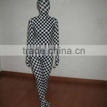 black and white check lycra full body suit