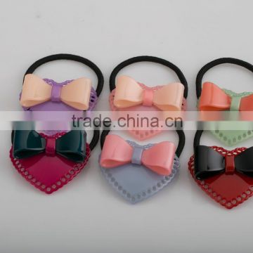 Heart shape hair decoration metal free rubber hair band Stylish bowknot elastic hair band for girls