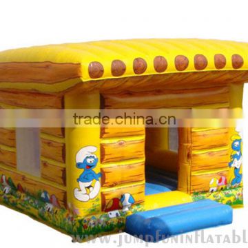 wood house printing jumping bounce kids inflatable mini castle