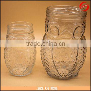 480ml owl shaped glass jar with screw cap