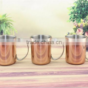 High quality Stainless steel plating copper cup coffee cup with handle