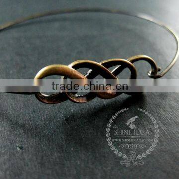 65mm Diameter One End Open Antiqued Bronze Double Infinity Lover Charm Wiring Fashion Bangle Bracelet 6450047 photo-3