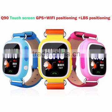 1.22 inch color display baby smart watch Q90 Q100 anti-lost WIFI SOS wrist watch gps tracking device for kids with touch screen