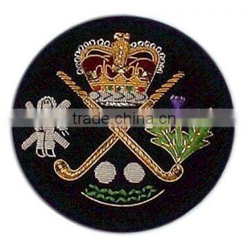 hand embroidered club badges, bullion wire badges