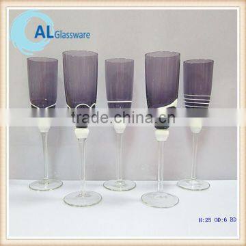 cheap purple champagne flutes, colored glass stemware