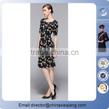 2016 Fashion Ladies Flower Dress Printed Floral Dress for Women